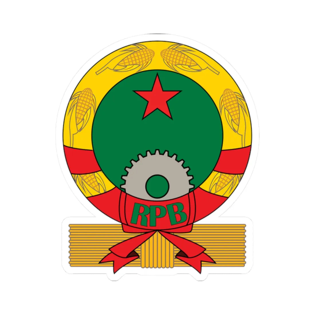 Emblem of Benin 1975-1990 (Benin) (Coat of Arms) STICKER Vinyl Kiss-Cut Decal 2 Inch White - The Sticker Space