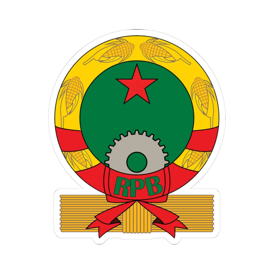 Emblem of Benin 1975-1990 (Benin) (Coat of Arms) STICKER Vinyl Kiss-Cut Decal 3 Inch White - The Sticker Space