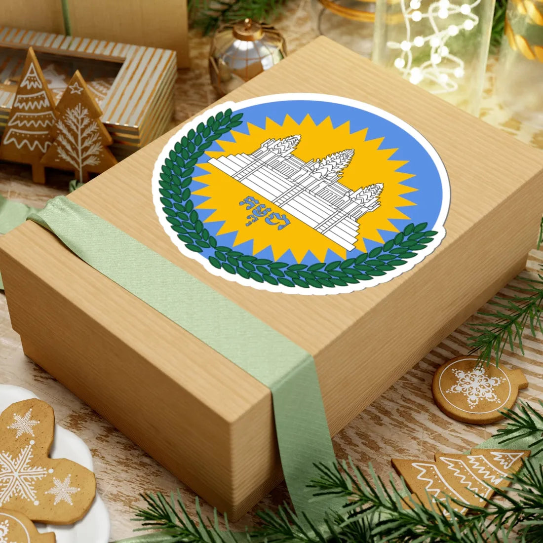 Emblem of Cambodia 1992-1993 (Cambodia) (Coat of Arms) STICKER Vinyl Kiss-Cut Decal - The Sticker Space