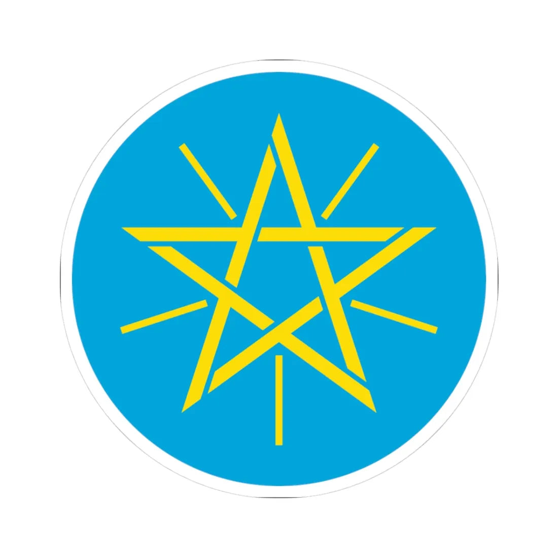 Emblem of Ethiopia 1996-2009 (Ethiopia) (Coat of Arms) STICKER Vinyl Kiss-Cut Decal 3 Inch White - The Sticker Space