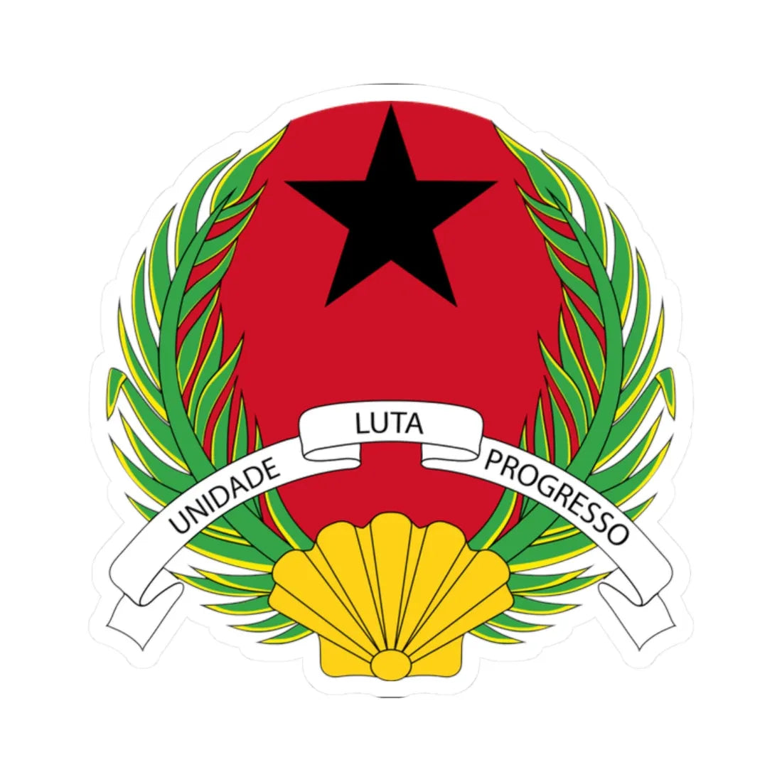 Emblem of Guinea-Bissau (Guinea) (Coat of Arms) STICKER Vinyl Kiss-Cut Decal 2 Inch White - The Sticker Space