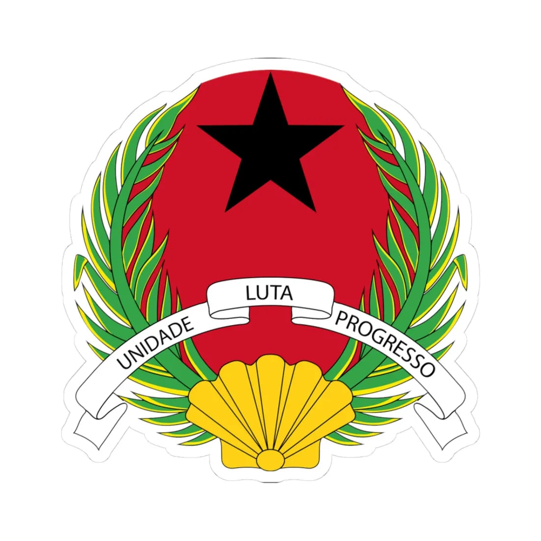 Emblem of Guinea-Bissau (Guinea) (Coat of Arms) STICKER Vinyl Kiss-Cut Decal 3 Inch White - The Sticker Space