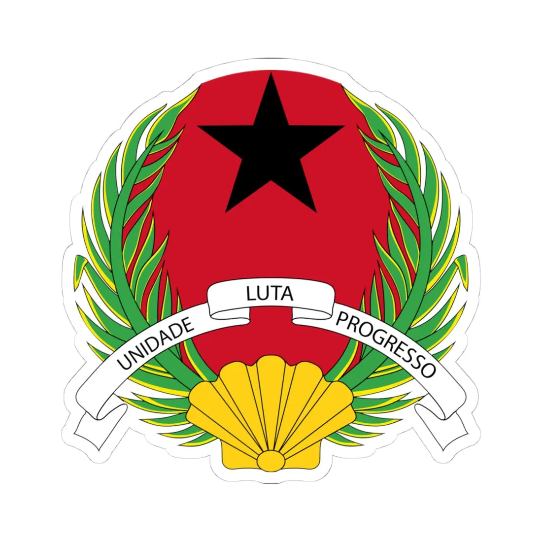 Emblem of Guinea-Bissau (Guinea) (Coat of Arms) STICKER Vinyl Kiss-Cut Decal 4 Inch White - The Sticker Space