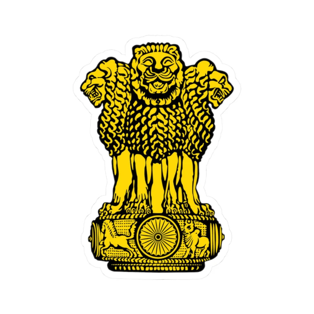 Emblem of India Gold (India) (Coat of Arms) STICKER Vinyl Kiss-Cut Decal 2 Inch White - The Sticker Space