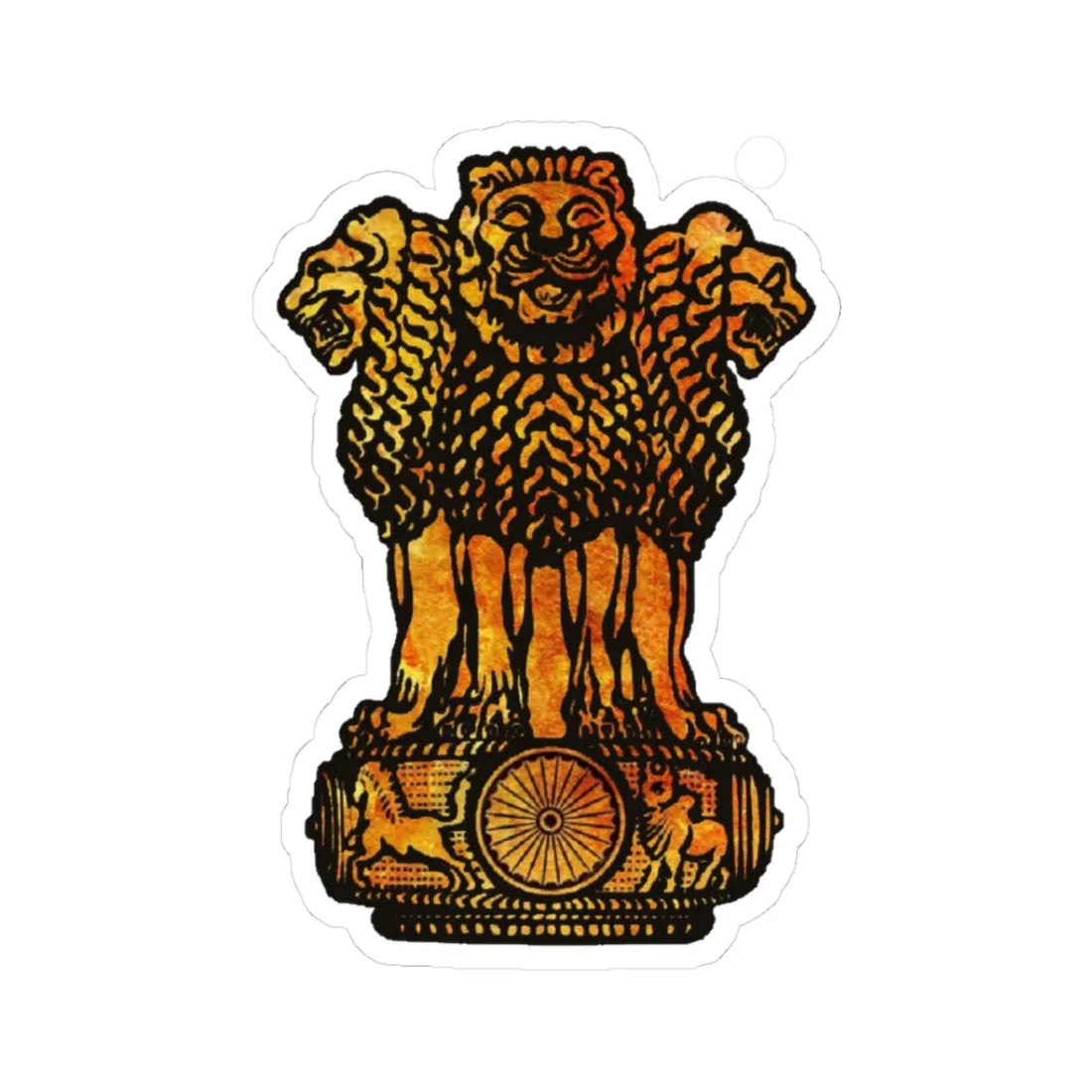 Emblem of India Sandstone (India) (Coat of Arms) STICKER Vinyl Kiss-Cut Decal 3 Inch White - The Sticker Space