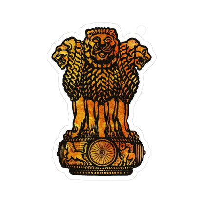 Emblem of India Sandstone (India) (Coat of Arms) STICKER Vinyl Kiss-Cut Decal 3 Inch White - The Sticker Space
