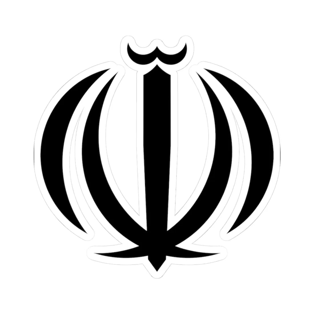 Emblem of Iran (Iran) (Coat of Arms) STICKER Vinyl Kiss-Cut Decal 3 Inch White - The Sticker Space