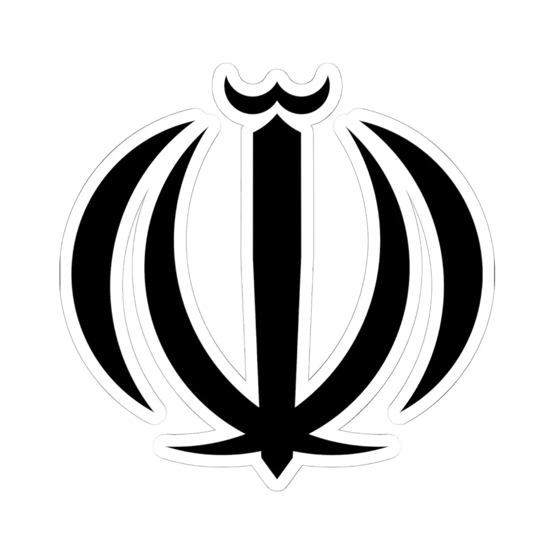 Emblem of Iran (Iran) (Coat of Arms) STICKER Vinyl Kiss-Cut Decal 6 Inch White - The Sticker Space