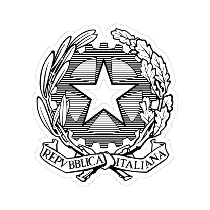 Emblem of Italy black and white (Italy) (Coat of Arms) STICKER Vinyl Kiss-Cut Decal 4 Inch White - The Sticker Space
