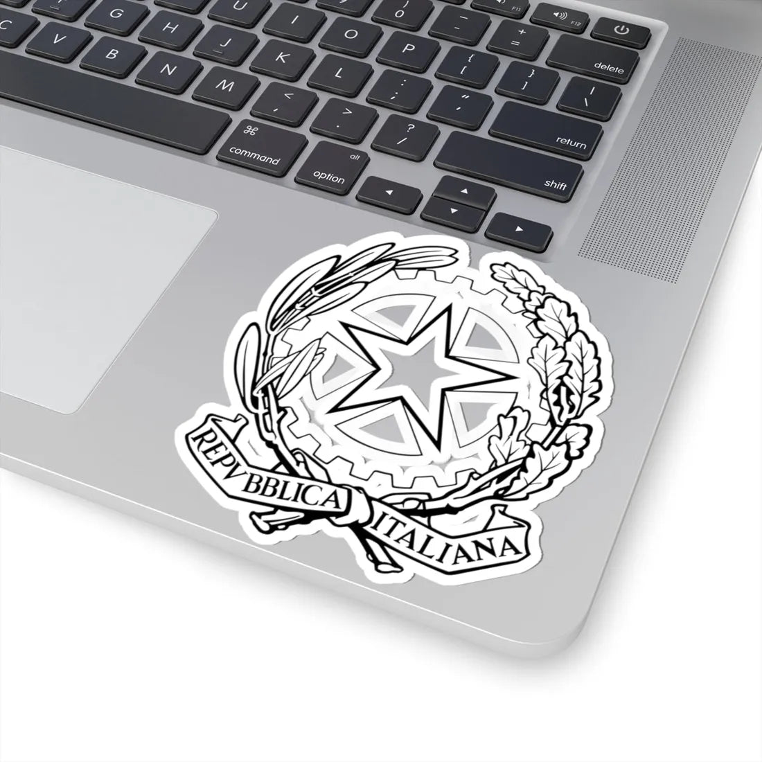 Emblem of Italy black and white without striped background (Italy) (Coat of Arms) STICKER Vinyl Kiss-Cut Decal - The Sticker Space