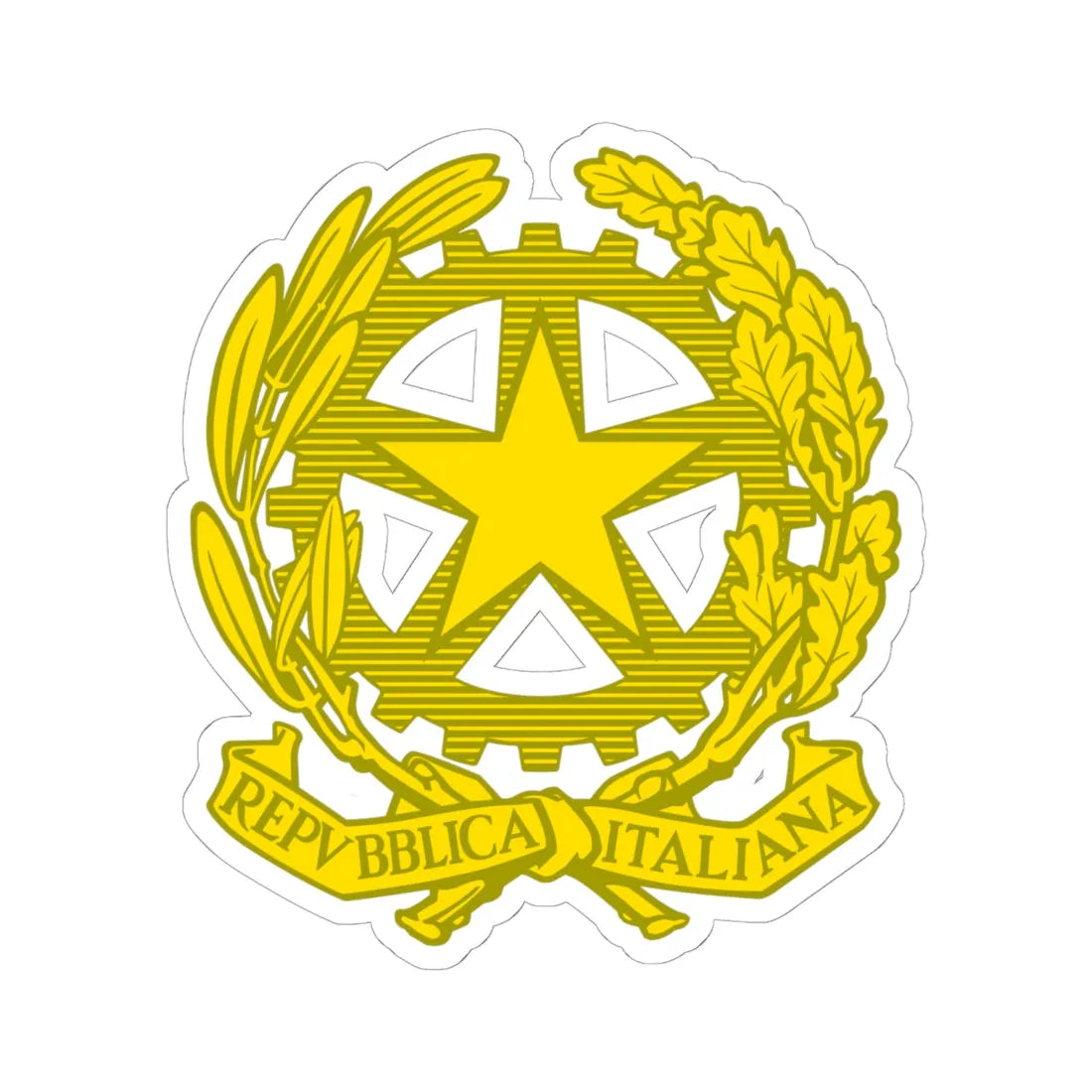 Emblem of Italy golden (Italy) (Coat of Arms) STICKER Vinyl Kiss-Cut Decal 6 Inch White - The Sticker Space