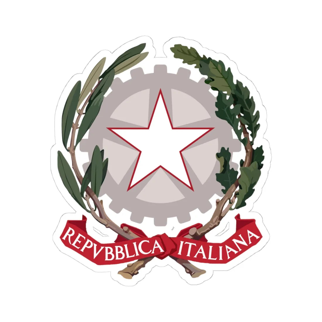 Emblem of Italy (Italy) (Coat of Arms) STICKER Vinyl Kiss-Cut Decal 4 Inch White - The Sticker Space