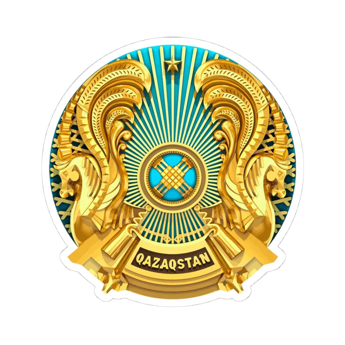 Emblem of Kazakhstan 3D (Kazakhstan) (Coat of Arms) STICKER Vinyl Kiss-Cut Decal - The Sticker Space
