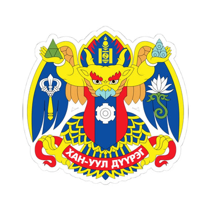 Emblem of Khan-Uul district Ulaanbaatar (Mongolia) (Coat of Arms) STICKER Vinyl Kiss-Cut Decal 4 Inch White - The Sticker Space
