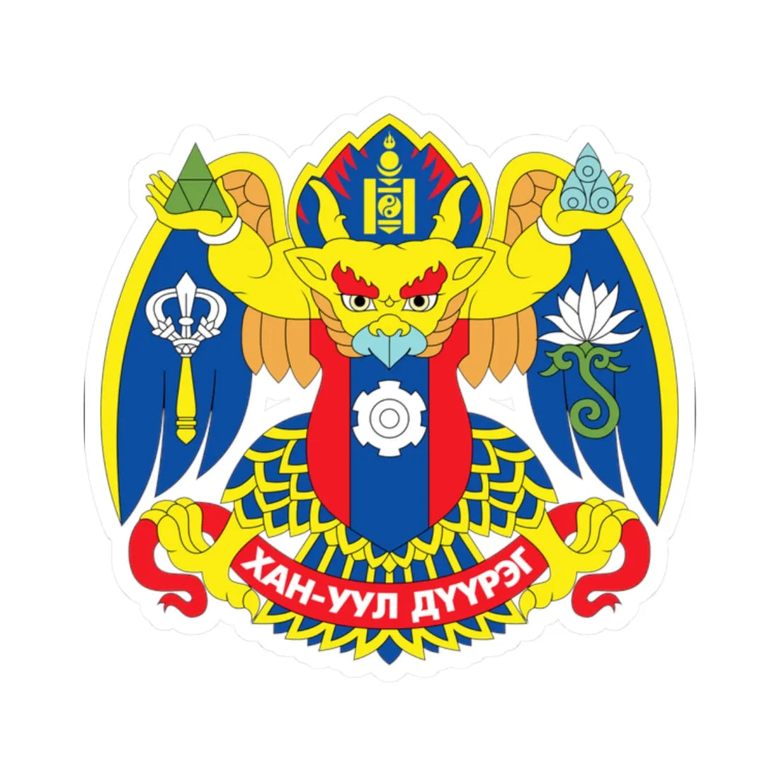 Emblem of Khan-Uul district Ulaanbaatar (Mongolia) (Coat of Arms) STICKER Vinyl Kiss-Cut Decal - The Sticker Space