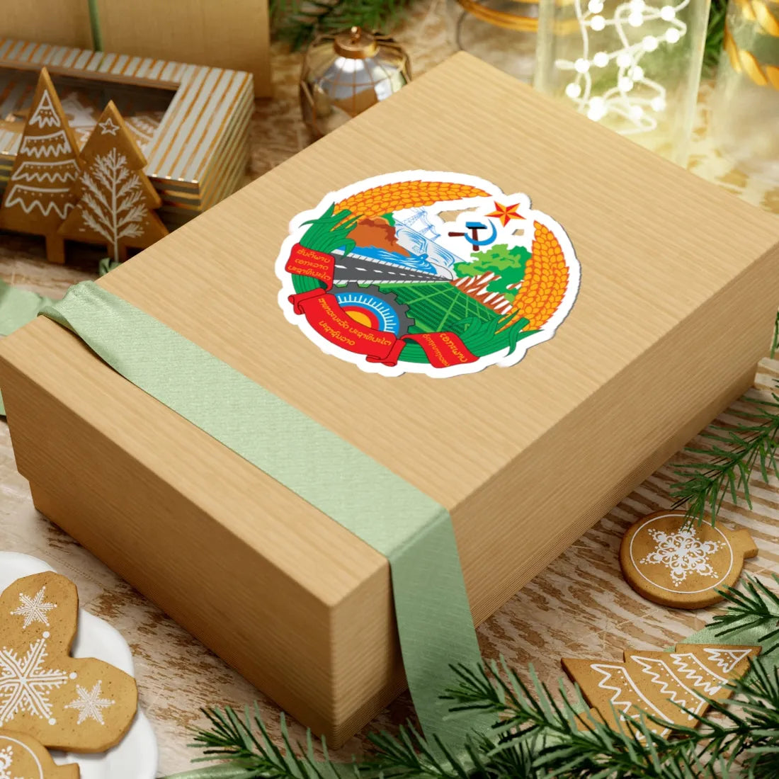 Emblem of Laos 1975-1991 (Laos) (Coat of Arms) STICKER Vinyl Kiss-Cut Decal - The Sticker Space