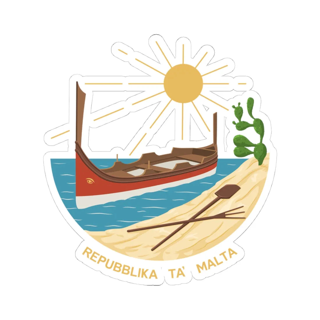 Emblem of Malta 1975-1988 (Malta) (Coat of Arms) STICKER Vinyl Kiss-Cut Decal 4 Inch White - The Sticker Space