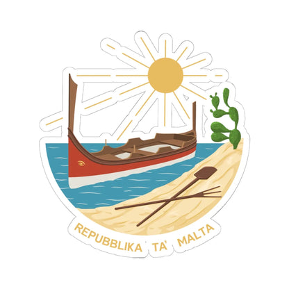 Emblem of Malta 1975-1988 (Malta) (Coat of Arms) STICKER Vinyl Kiss-Cut Decal 6 Inch White - The Sticker Space