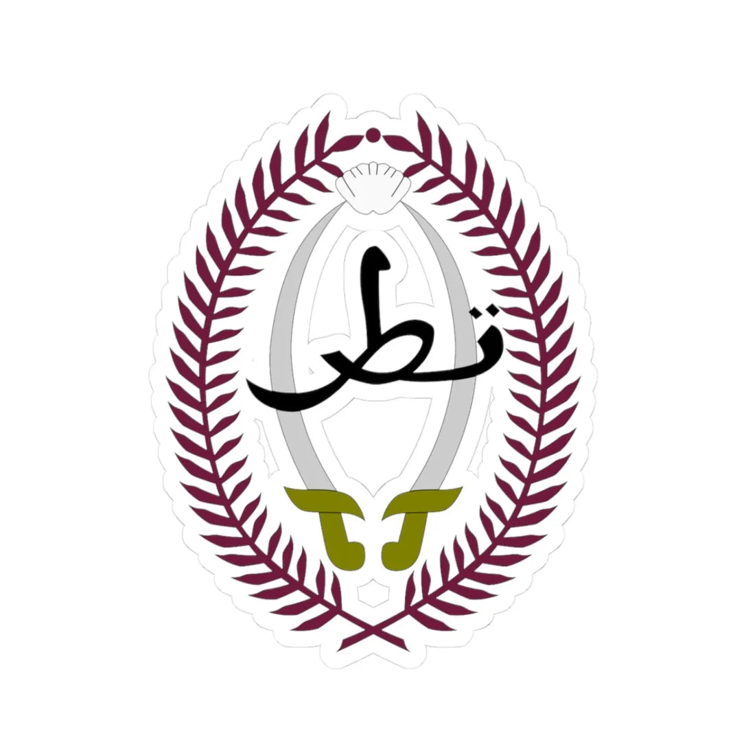 Emblem of Qatar 1966-1976 (Qatar) (Coat of Arms) STICKER Vinyl Kiss-Cut Decal 3 Inch White - The Sticker Space