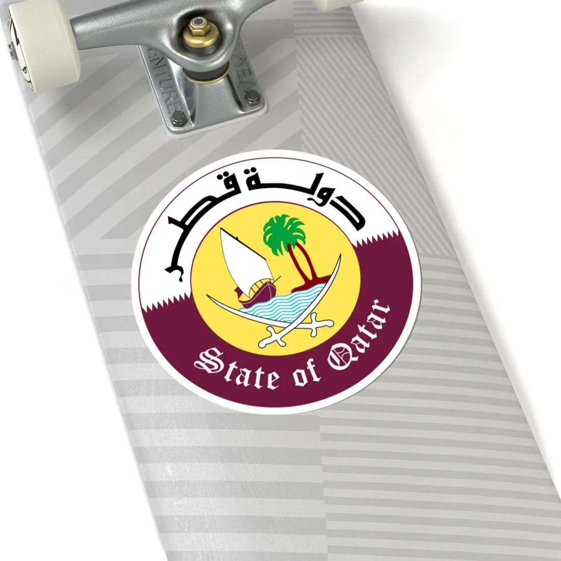 Emblem of Qatar 1976-2022 (Qatar) (Coat of Arms) STICKER Vinyl Kiss-Cut Decal - The Sticker Space