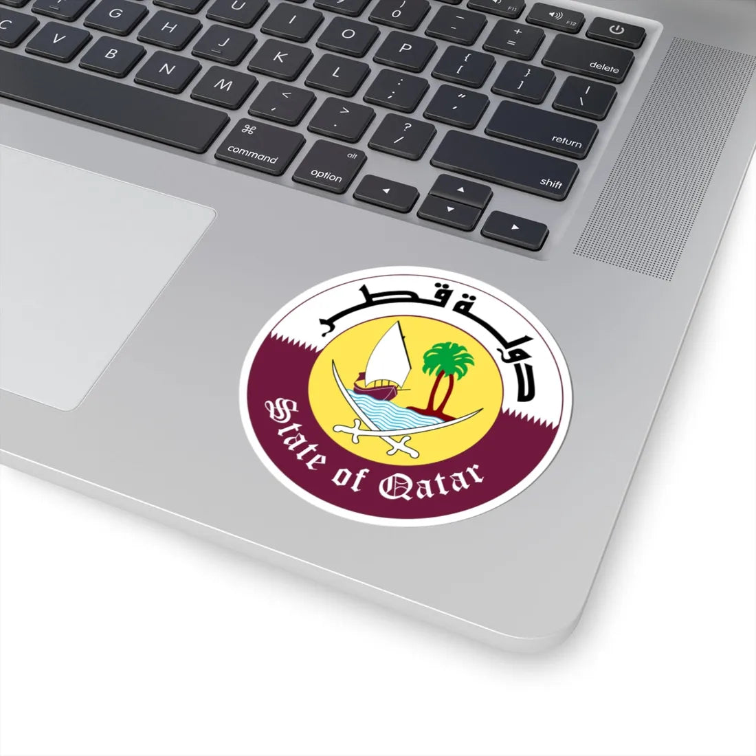 Emblem of Qatar 1976-2022 (Qatar) (Coat of Arms) STICKER Vinyl Kiss-Cut Decal - The Sticker Space