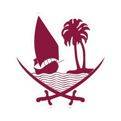 Emblem of Qatar-2022 (Qatar) (Coat of Arms) STICKER Vinyl Kiss-Cut Decal 2 Inch White - The Sticker Space