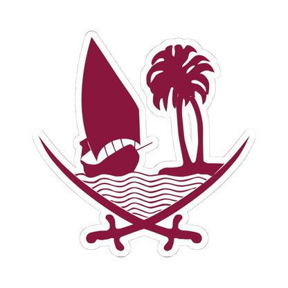 Emblem of Qatar-2022 (Qatar) (Coat of Arms) STICKER Vinyl Kiss-Cut Decal 4 Inch White - The Sticker Space