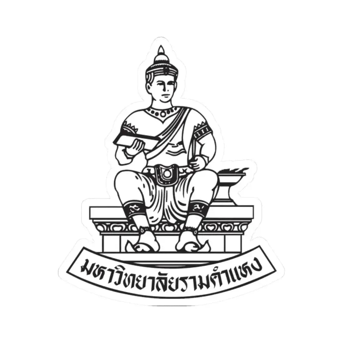 Emblem of Ramkhamhaeng University BW (Thailand) STICKER Vinyl Kiss-Cut Decal 2 Inch White - The Sticker Space