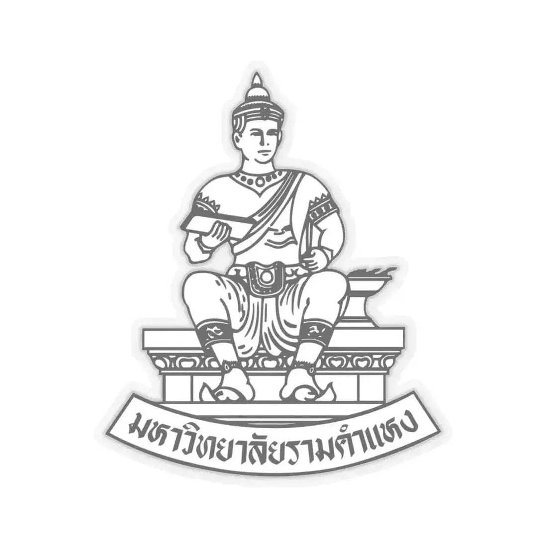 Emblem of Ramkhamhaeng University BW (Thailand) STICKER Vinyl Kiss-Cut Decal 6 Inch Transparent - The Sticker Space