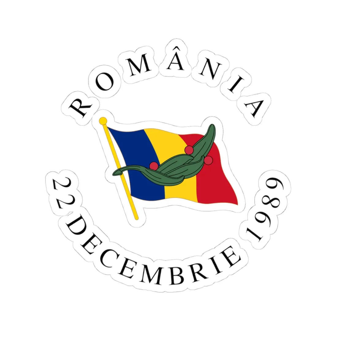 Emblem of Romania de facto 1990-1992 (Oman) (Coat of Arms) STICKER Vinyl Kiss-Cut Decal 4 Inch White - The Sticker Space
