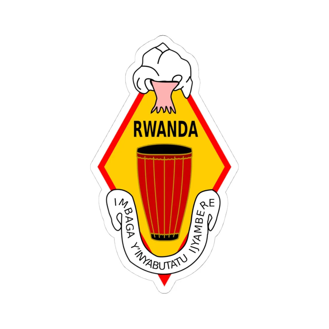 Emblem of Ruanda circa 1920-1962 (Rwanda) (Coat of Arms) STICKER Vinyl Kiss-Cut Decal 4 Inch White - The Sticker Space