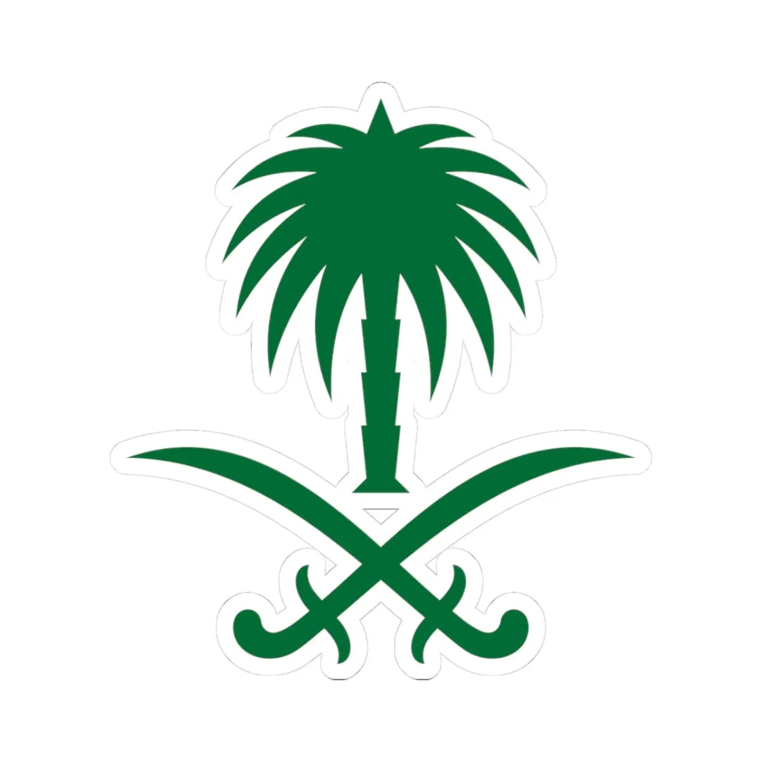 Emblem of Saudi Arabia 2 (Saudi Arabia) (Coat of Arms) STICKER Vinyl Kiss-Cut Decal 3 Inch White - The Sticker Space