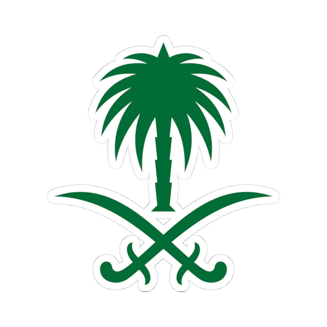 Emblem of Saudi Arabia 2 (Saudi Arabia) (Coat of Arms) STICKER Vinyl Kiss-Cut Decal 4 Inch White - The Sticker Space