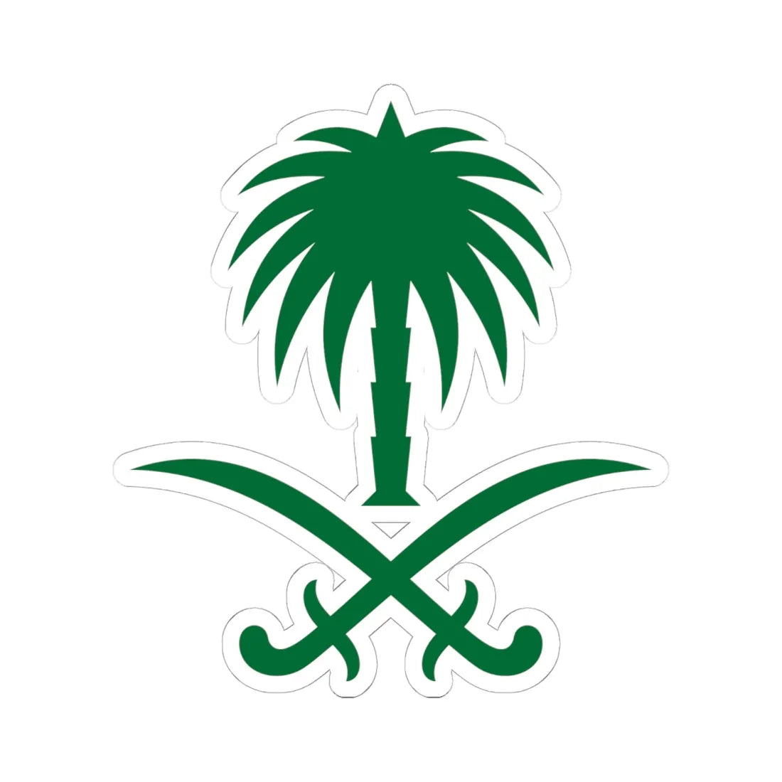 Emblem of Saudi Arabia 2 (Saudi Arabia) (Coat of Arms) STICKER Vinyl Kiss-Cut Decal 6 Inch White - The Sticker Space