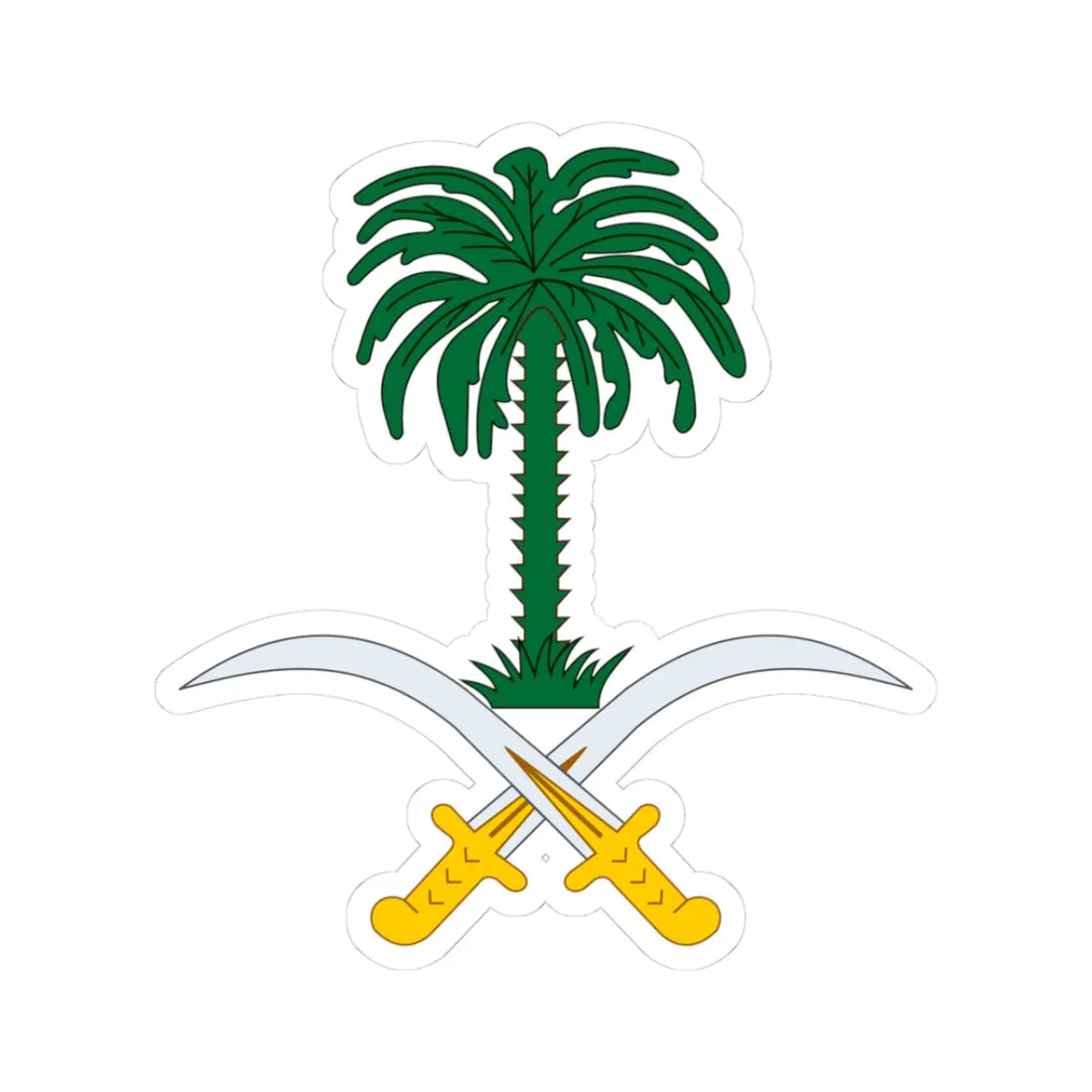 Emblem of Saudi Arabia (Saudi Arabia) (Coat of Arms) STICKER Vinyl Kiss-Cut Decal 3 Inch White - The Sticker Space