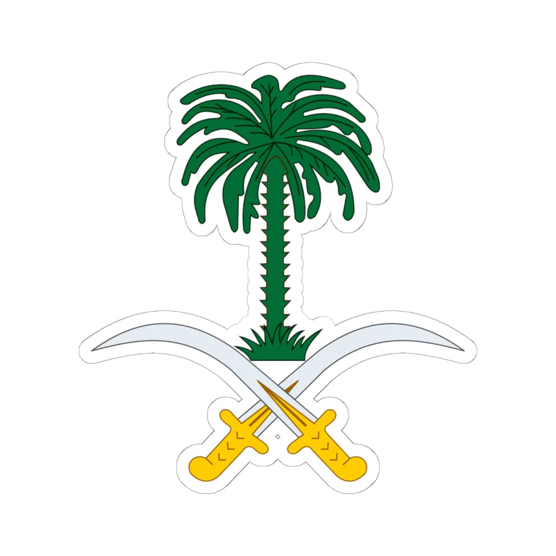 Emblem of Saudi Arabia (Saudi Arabia) (Coat of Arms) STICKER Vinyl Kiss-Cut Decal 6 Inch White - The Sticker Space