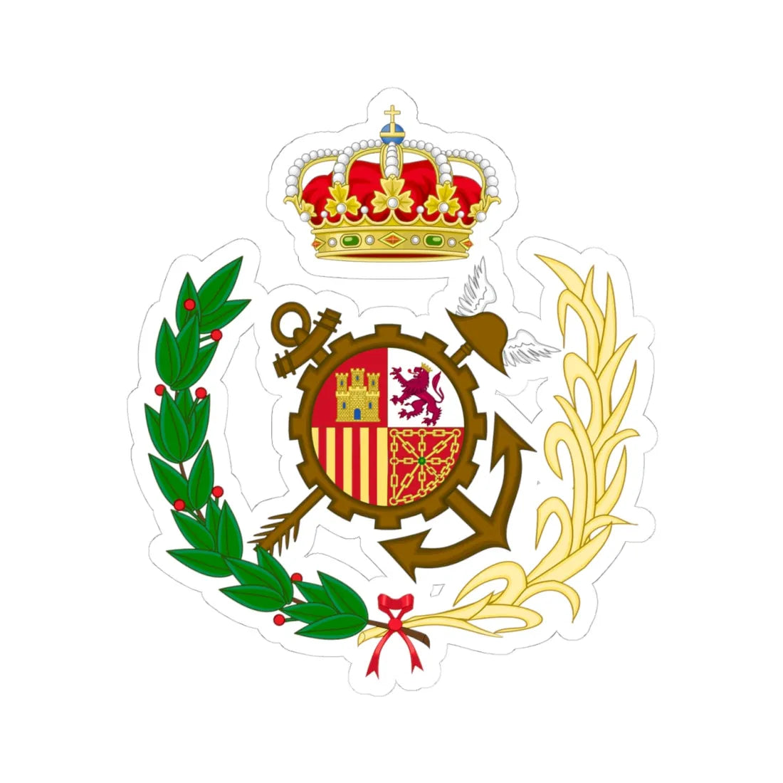 Emblem of Spanish Customs Surveillance Service (Spain) (Coat of Arms) STICKER Vinyl Kiss-Cut Decal 4 Inch White - The Sticker Space