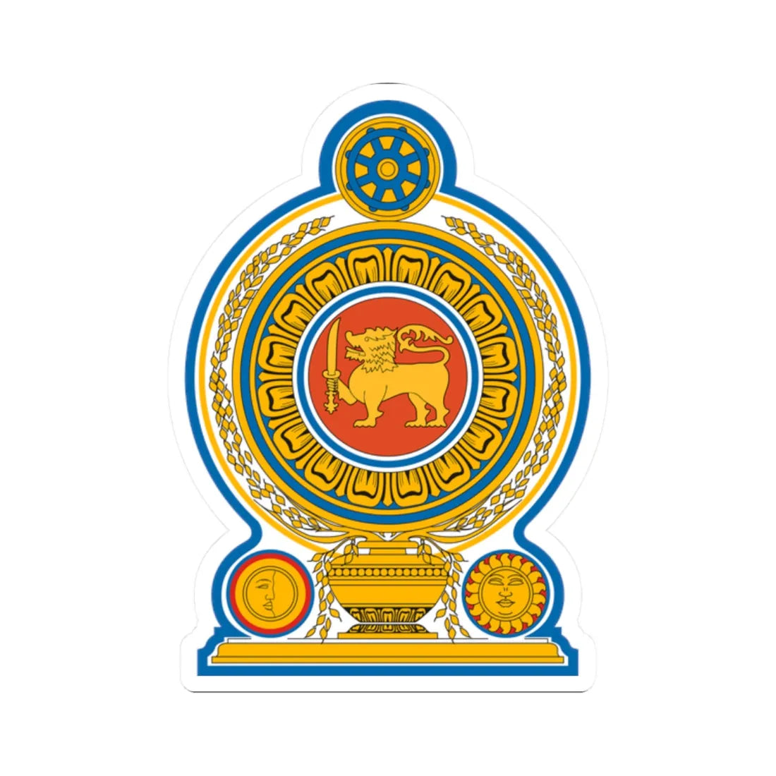 Emblem of Sri Lanka (Sri Lanka) (Coat of Arms) STICKER Vinyl Kiss-Cut Decal 2 Inch White - The Sticker Space