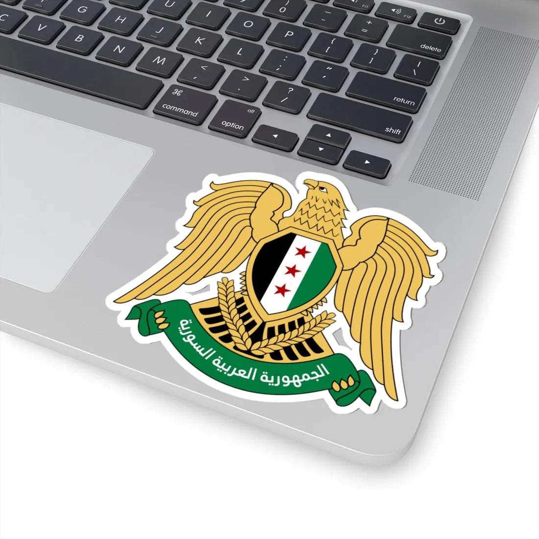 Emblem of Syria 2024-2025 Governments version (Syria) (Coat of Arms) STICKER Vinyl Kiss-Cut Decal - The Sticker Space