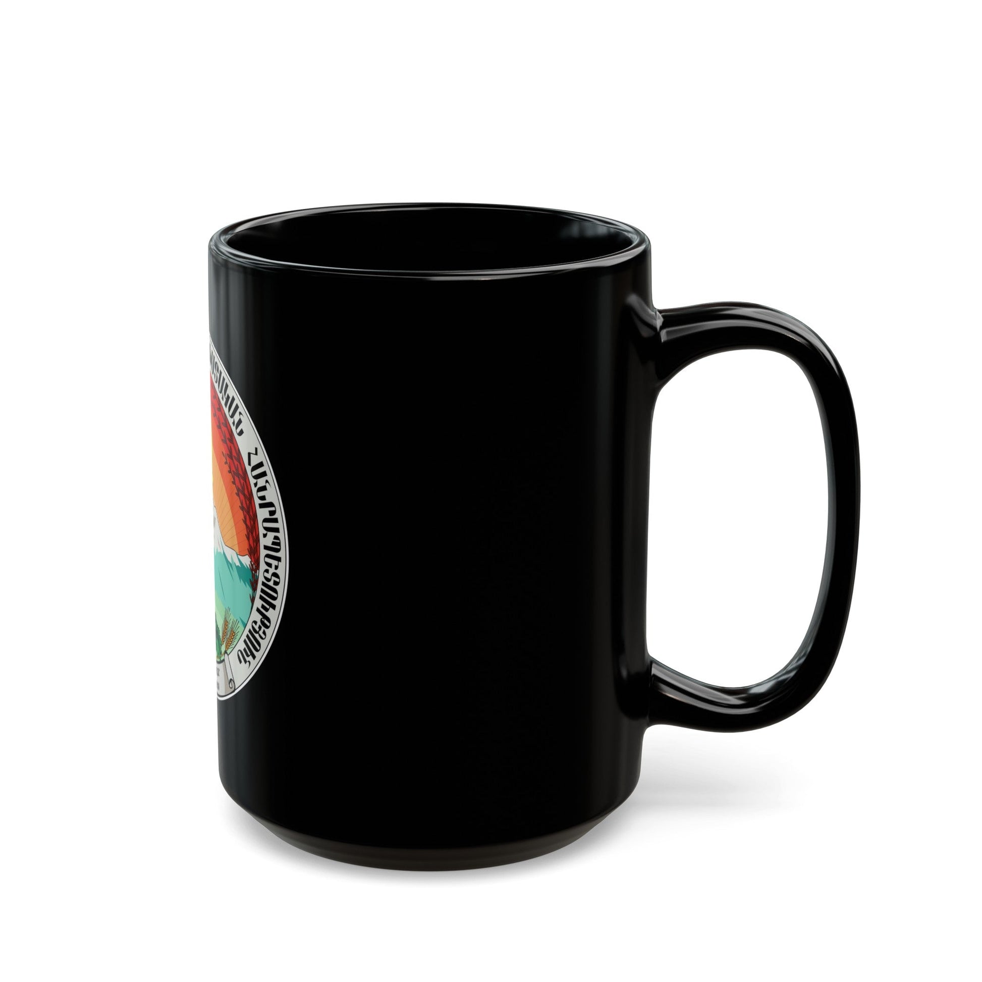 Emblem of the Armenian SSR (1922) - Black Coffee Mug-The Sticker Space