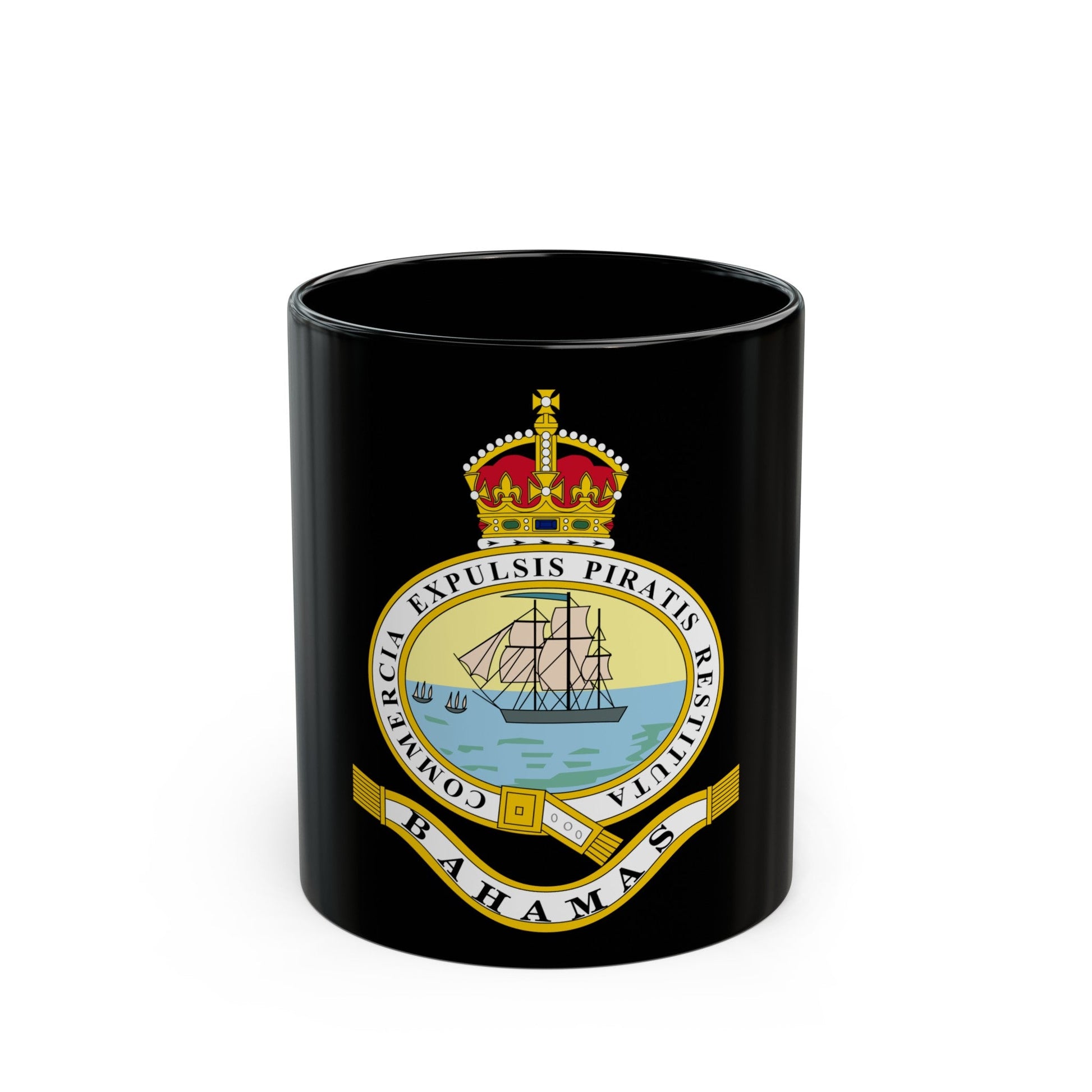 Emblem of the Bahamas (1904-1953) - Black Coffee Mug-11oz-The Sticker Space