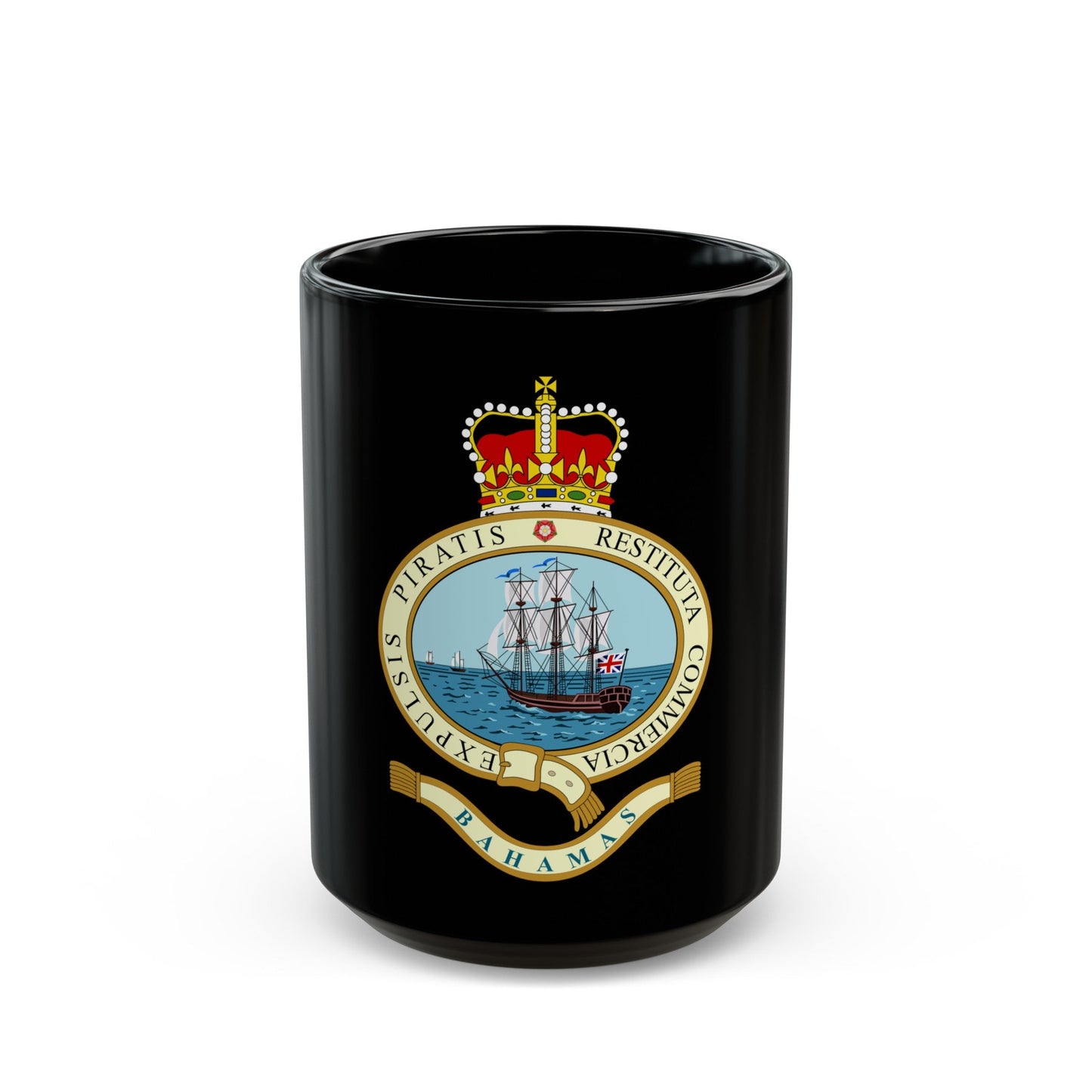 Emblem of the Bahamas (1964-1973) - Black Coffee Mug-15oz-The Sticker Space