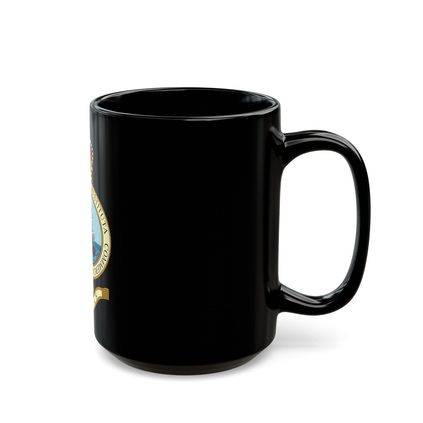 Emblem of the Bahamas (1964-1973) - Black Coffee Mug-The Sticker Space