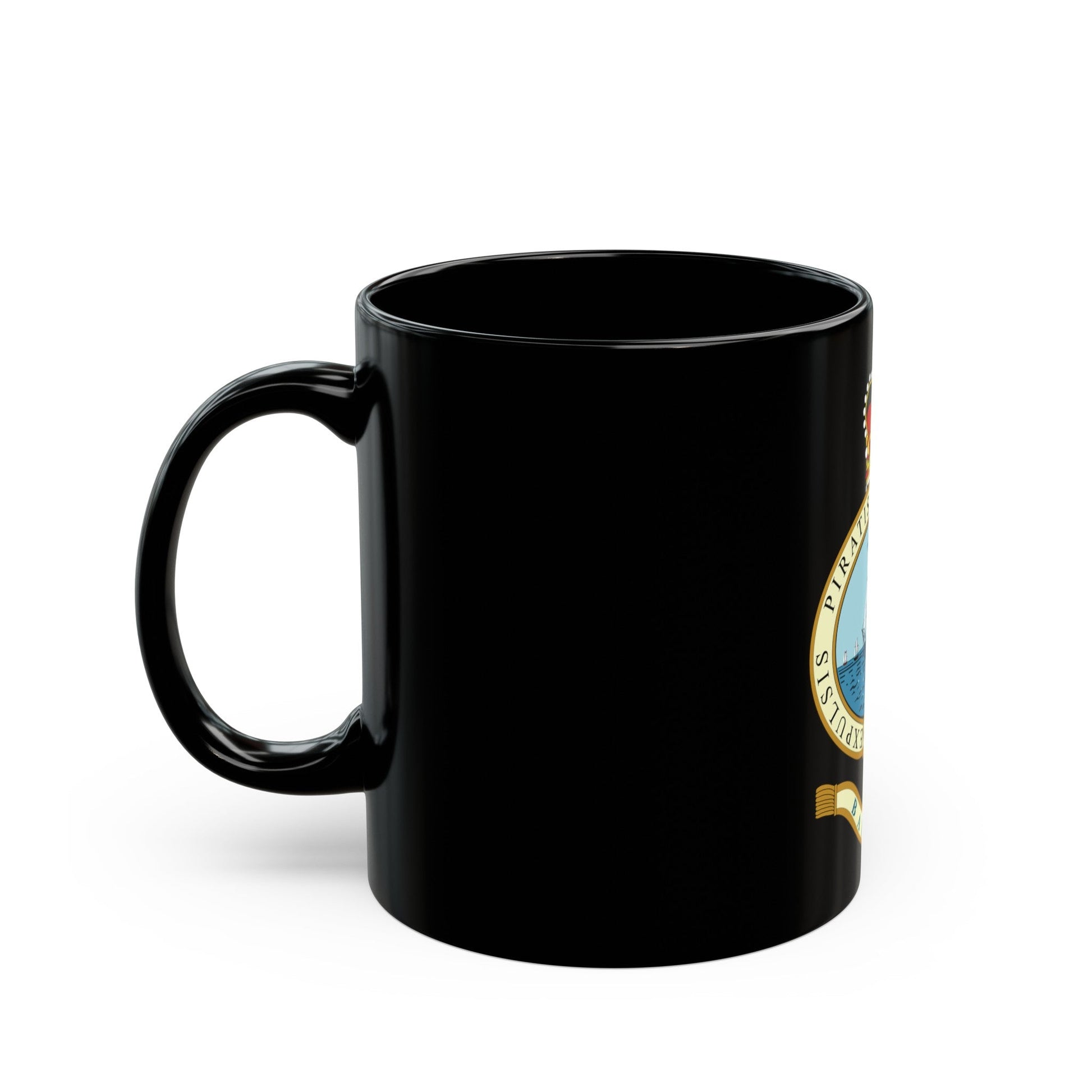 Emblem of the Bahamas (1964-1973) - Black Coffee Mug-The Sticker Space