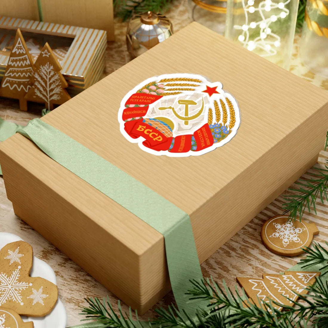 Emblem of the Byelorussian Soviet Socialist Republic 1981-1991 (Belarus) (Coat of Arms) STICKER Vinyl Kiss-Cut Decal - The Sticker Space