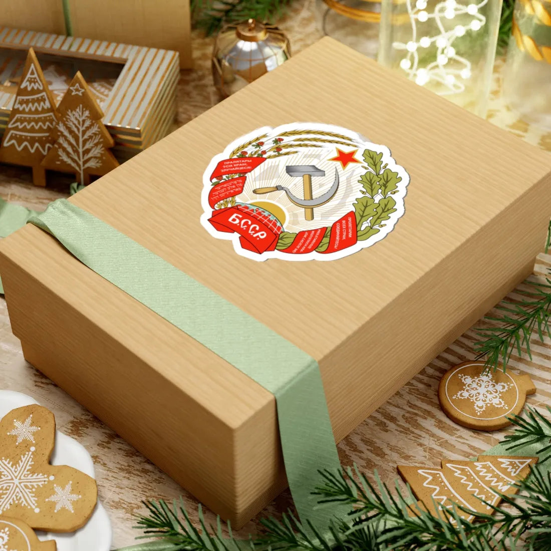 Emblem of the Byelorussian SSR 1927-1937 (Belarus) (Coat of Arms) STICKER Vinyl Kiss-Cut Decal - The Sticker Space