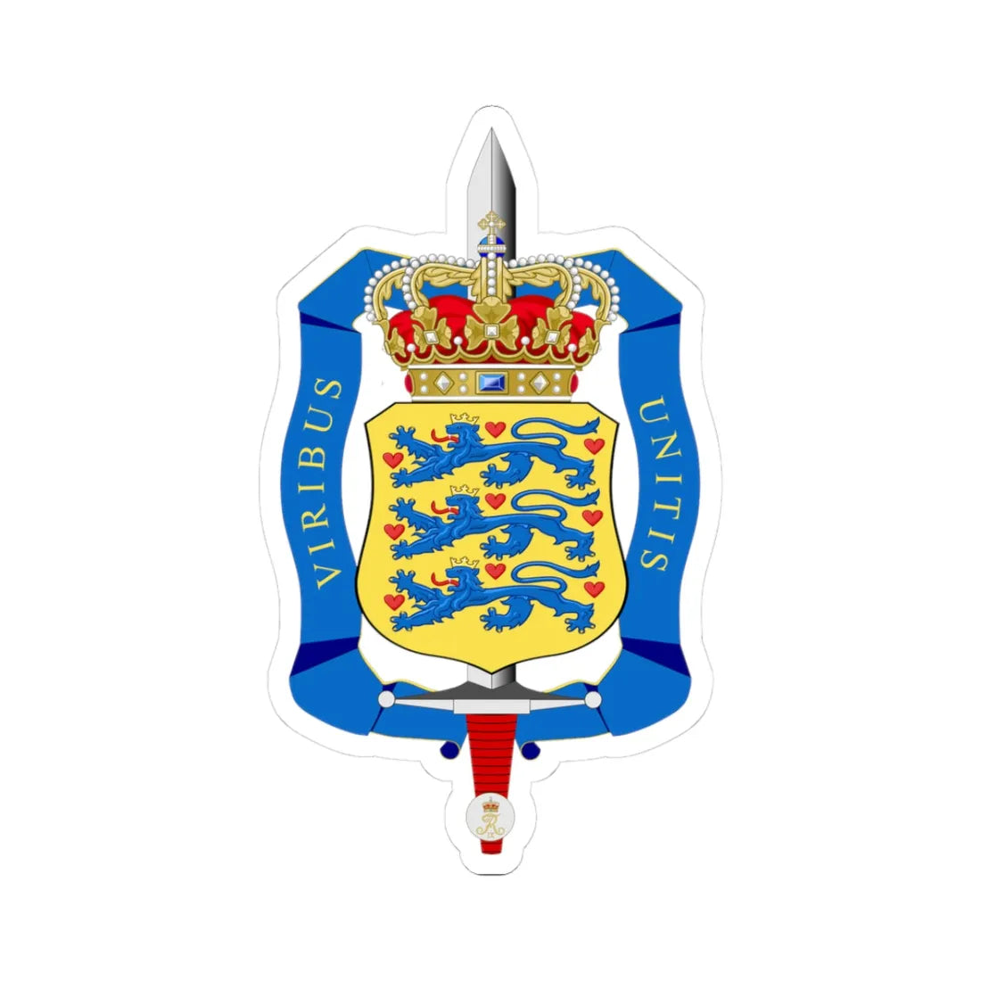Emblem of the Defence Command Denmark (Denmark) (Coat of Arms) STICKER Vinyl Kiss-Cut Decal 3 Inch White - The Sticker Space