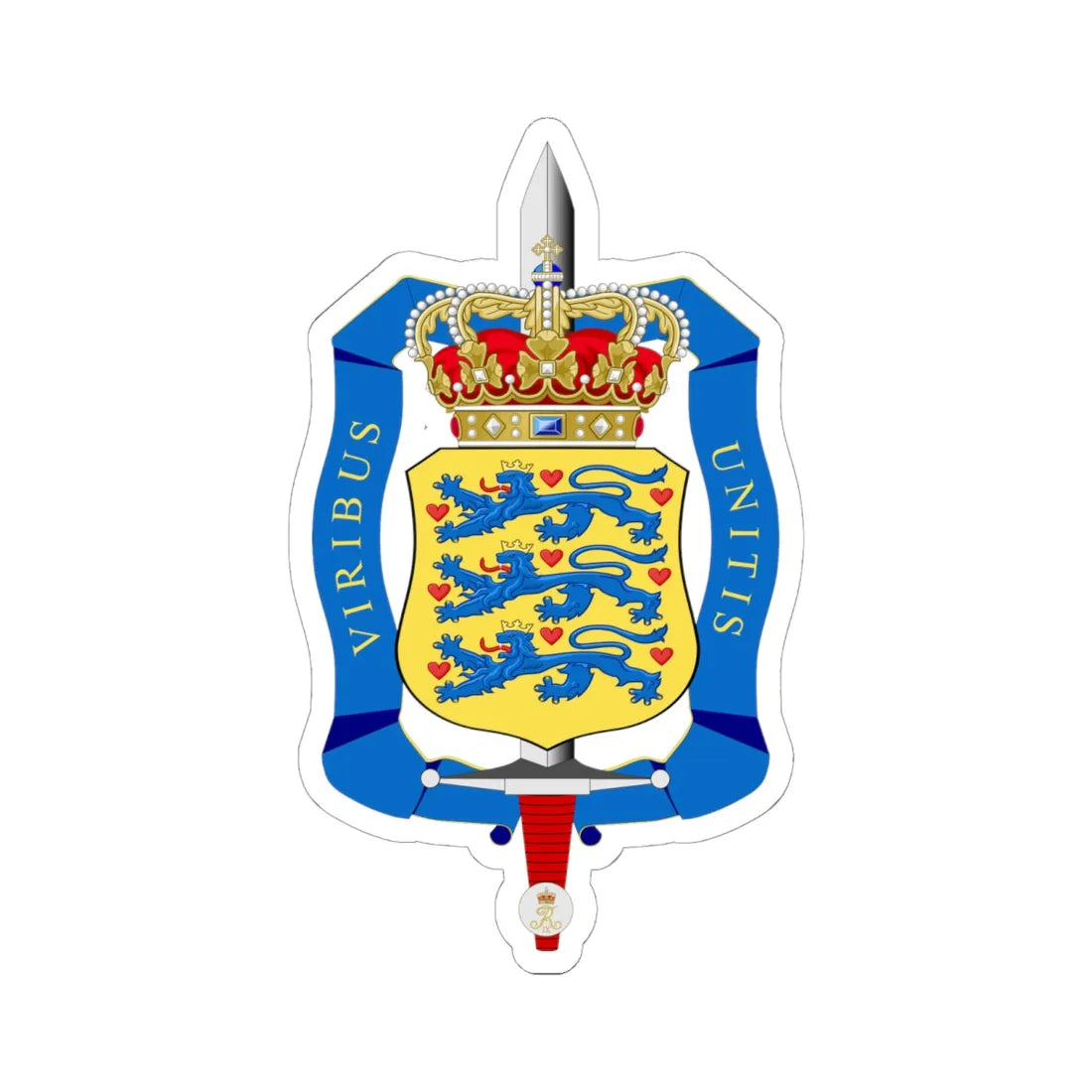 Emblem of the Defence Command Denmark (Denmark) (Coat of Arms) STICKER Vinyl Kiss-Cut Decal 6 Inch White - The Sticker Space