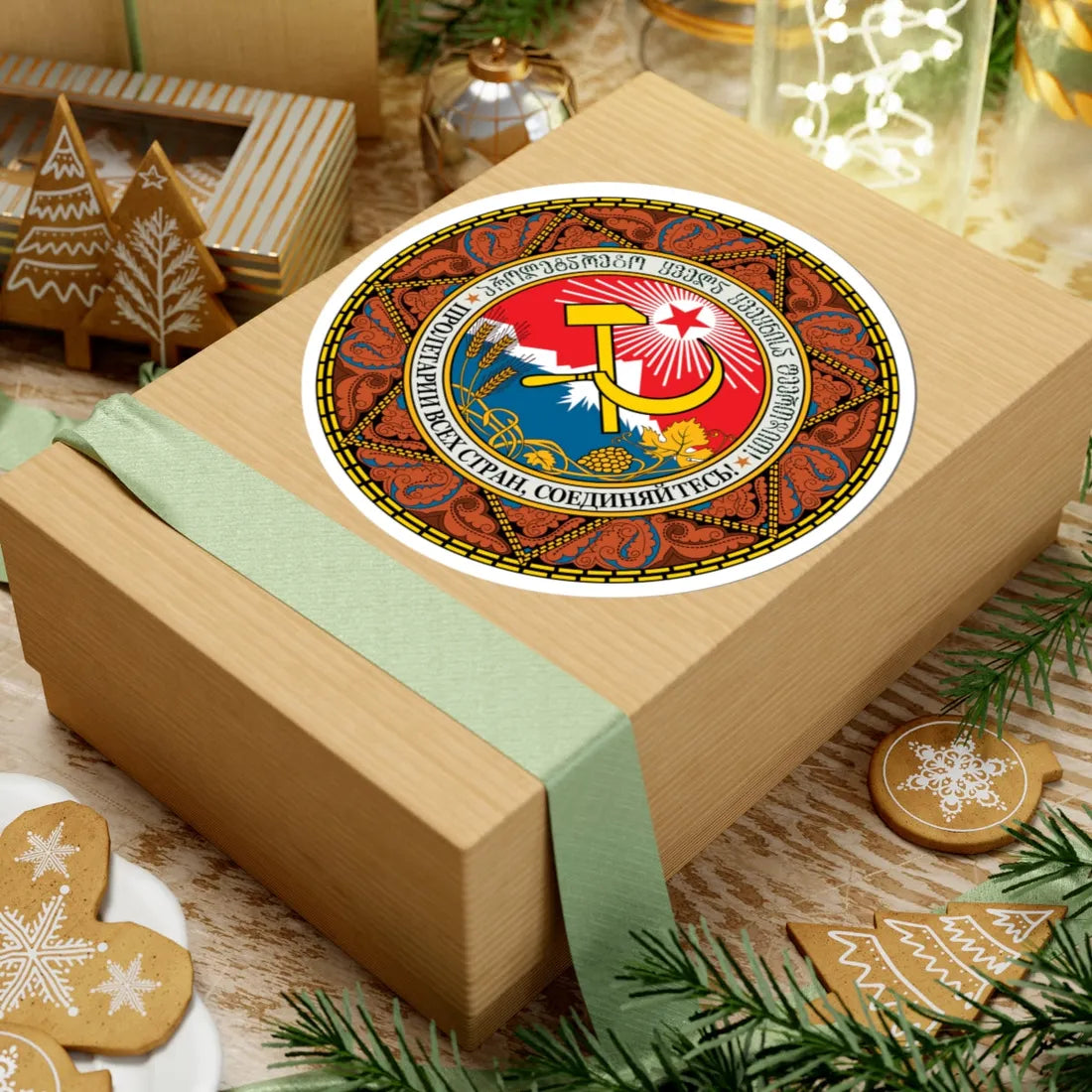 Emblem of the Georgian SSR 1936 (Georgia) (Coat of Arms) STICKER Vinyl Kiss-Cut Decal - The Sticker Space