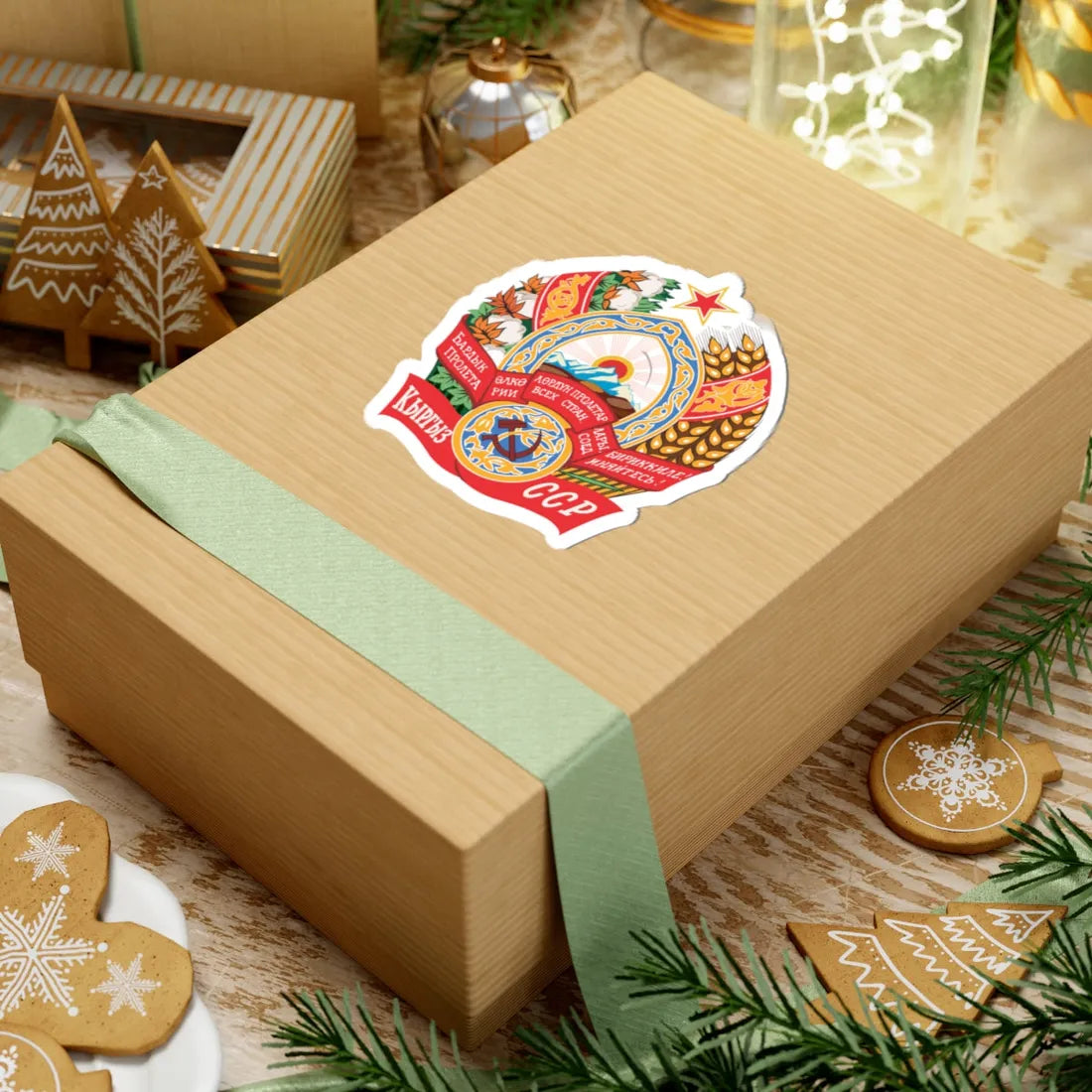 Emblem of the Kirghiz SSR (Soviet Union) (Coat of Arms) STICKER Vinyl Kiss-Cut Decal - The Sticker Space